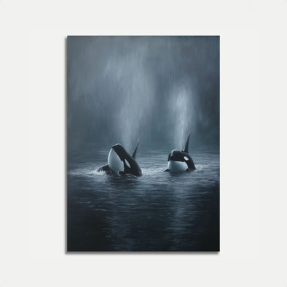 Orka's samen uit het water springend poster