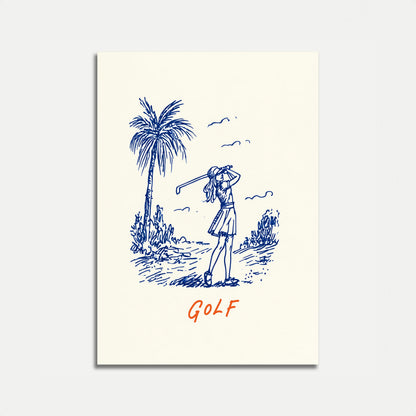 Affiche de swing de golf tropical