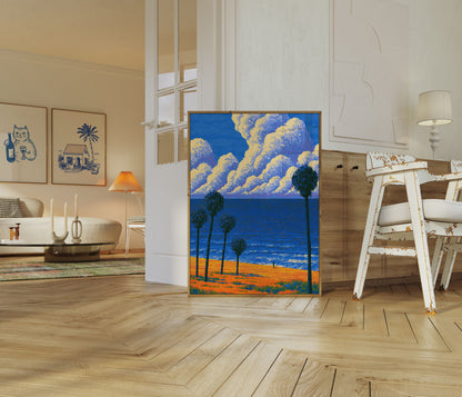 Poster Tropisch Strand Zonsondergang