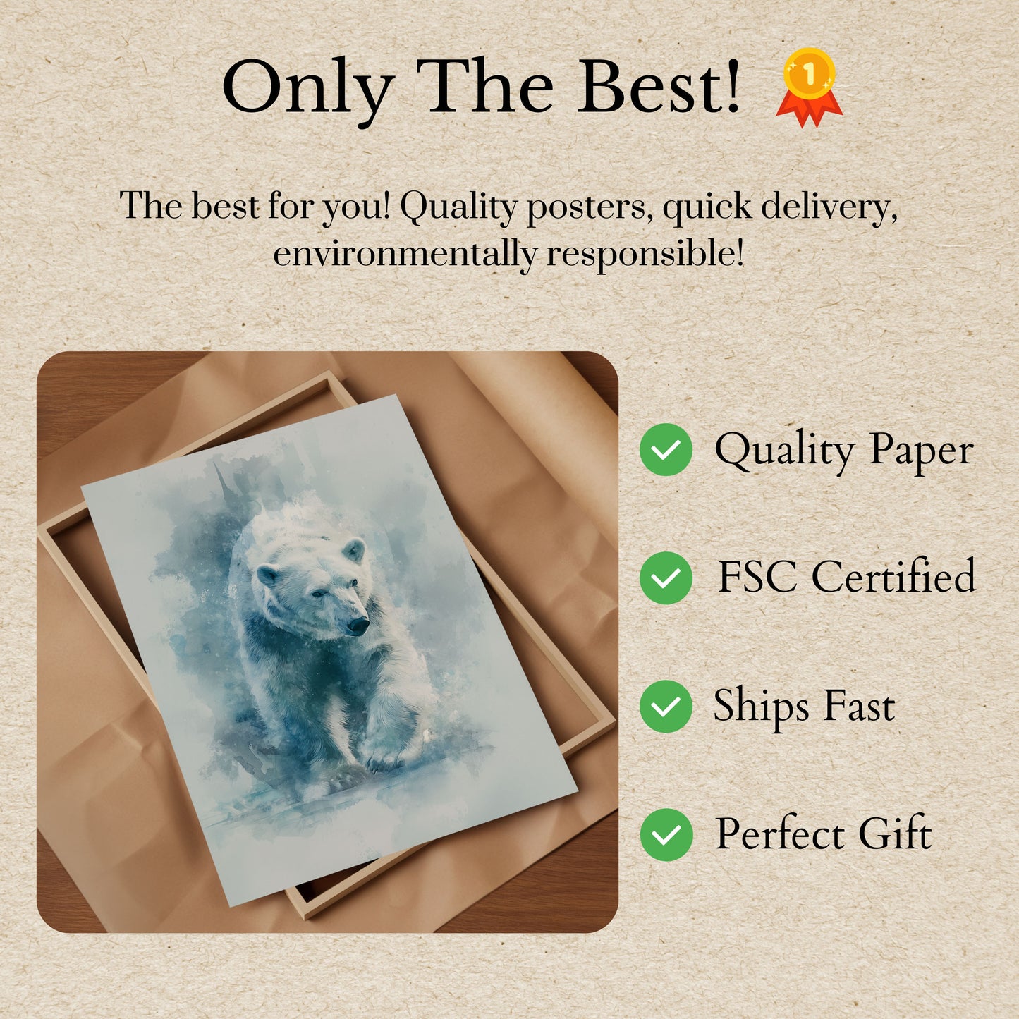 Póster etéreo de oso polar invernal