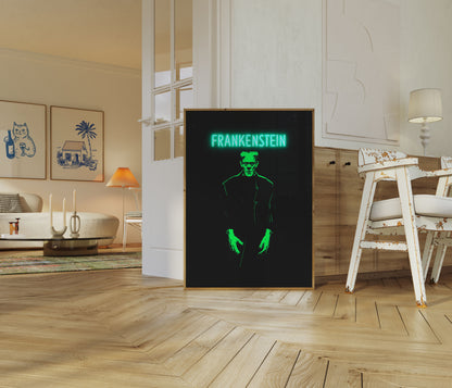 Frankenstein Monster Neon Poster