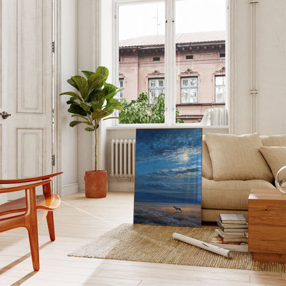 Ulv Under Månelyst Himmel Plakat