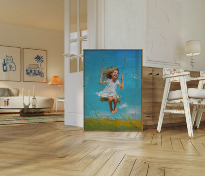 Girl on Swing Summer Poster