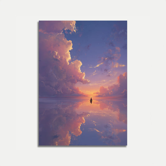 Sunset Reflection Sailboat Poster