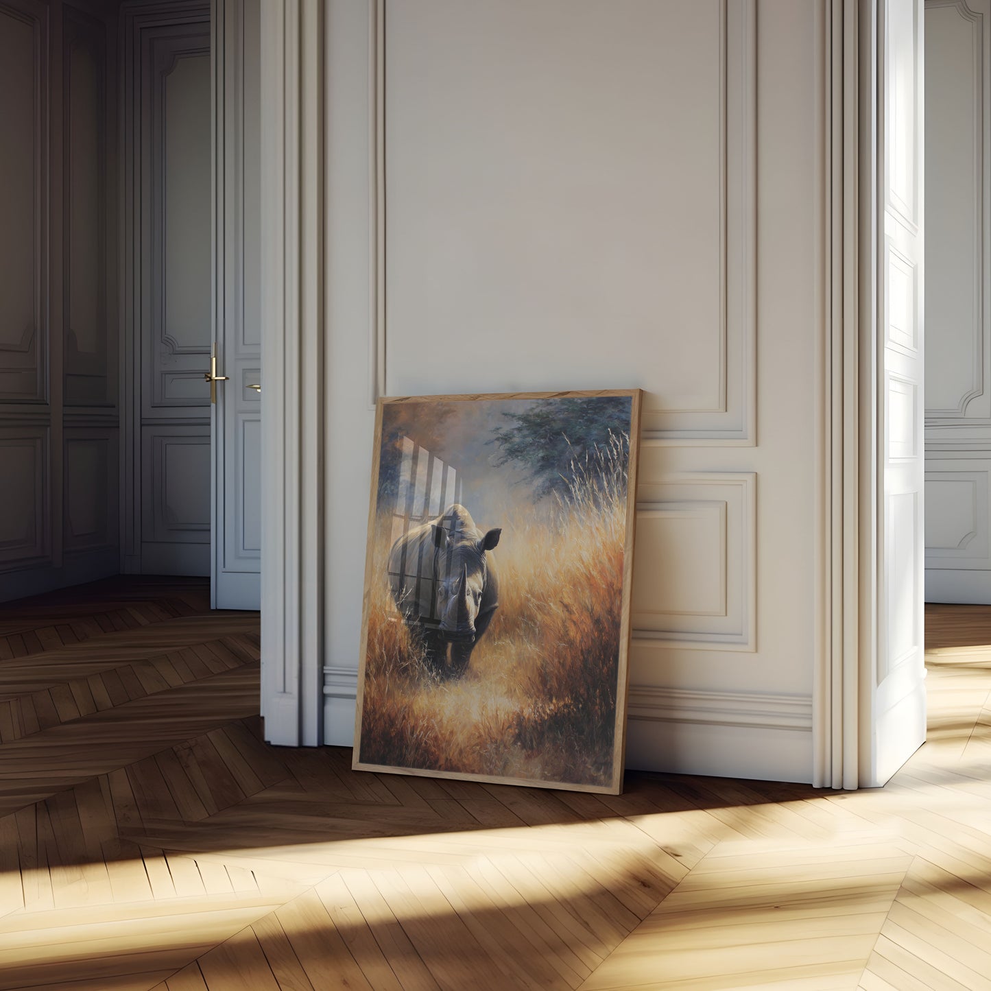 Majestic Rhino Grasslands Poster