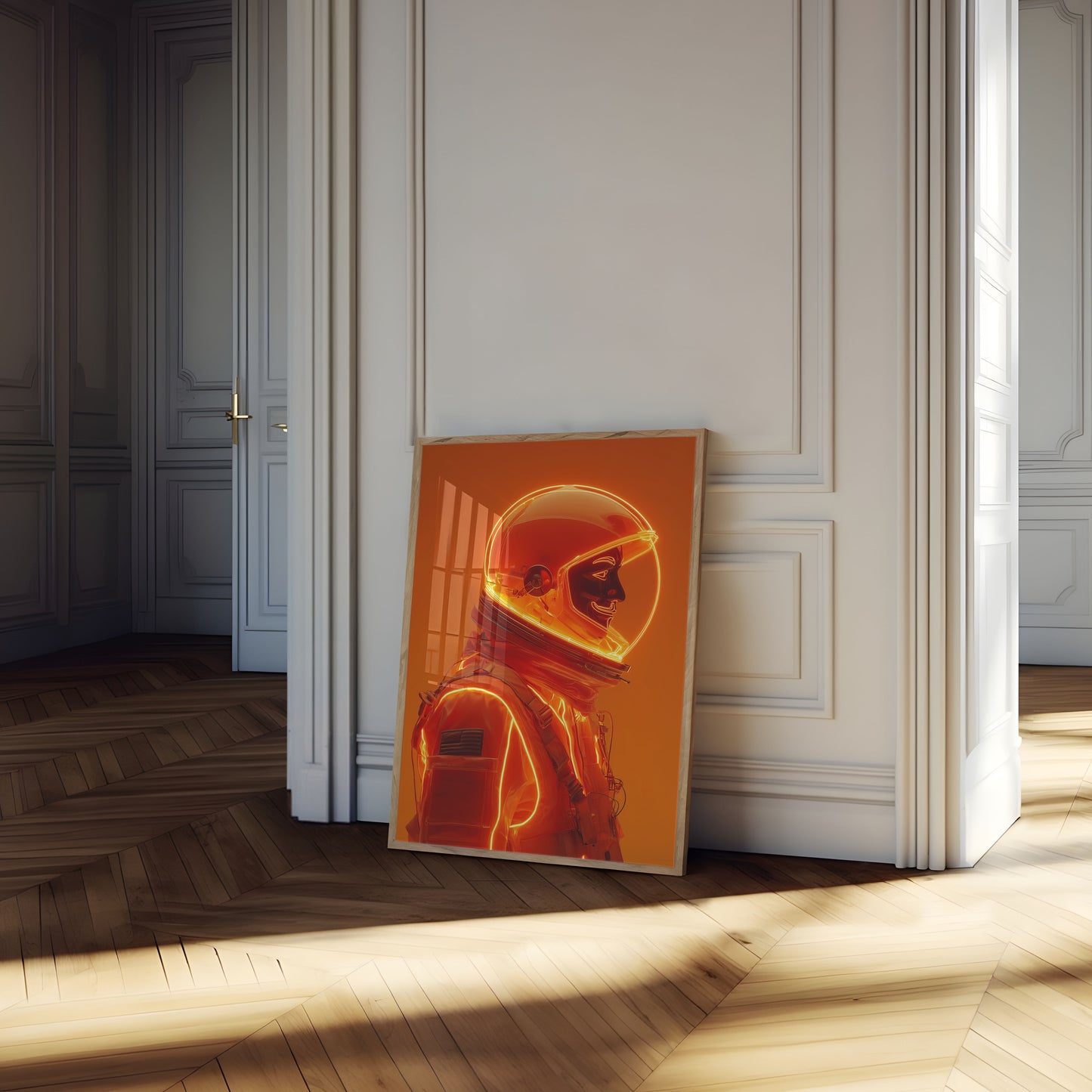 Burning Orange Astronaut Poster