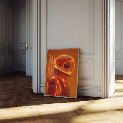 Burning Orange Astronaut Poster