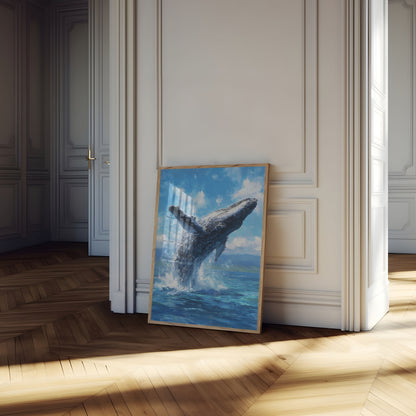 Majestic Whale Breaching Ocean Poster