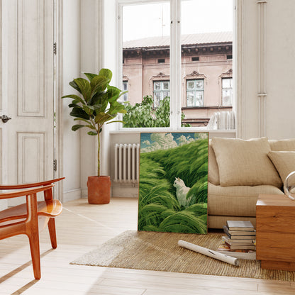 Witte Kat in Grasland Poster