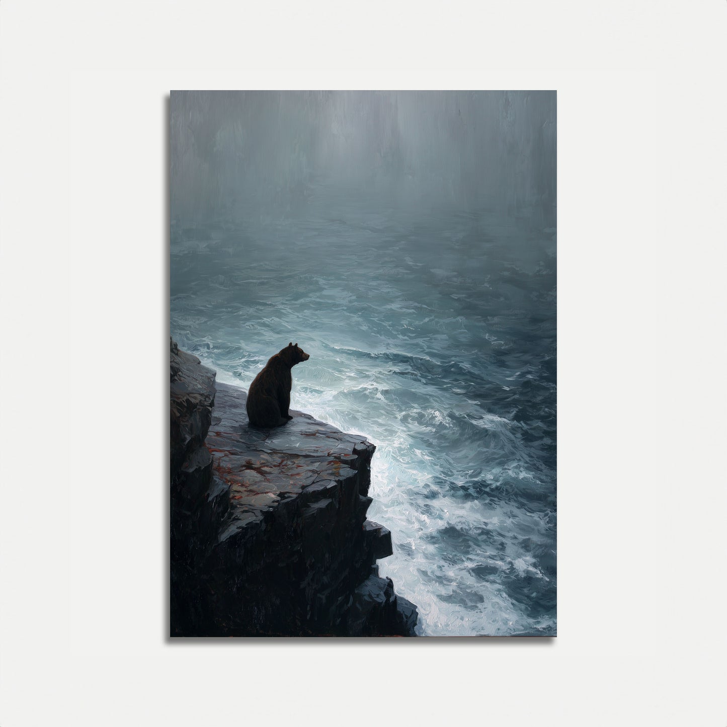 Orso che Osserva l'Oceano Tempestoso Poster