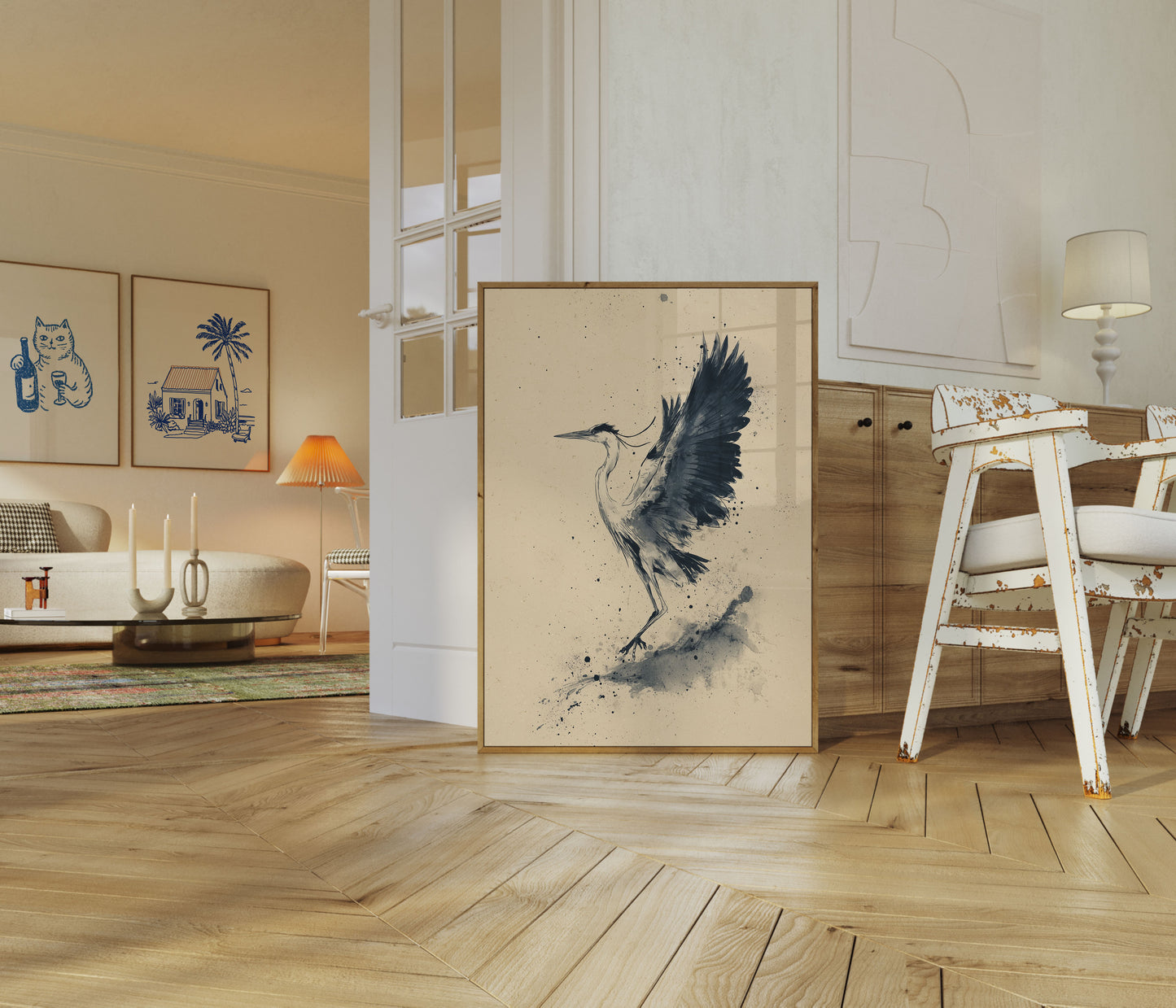 Elegant Heron in Flight Poster