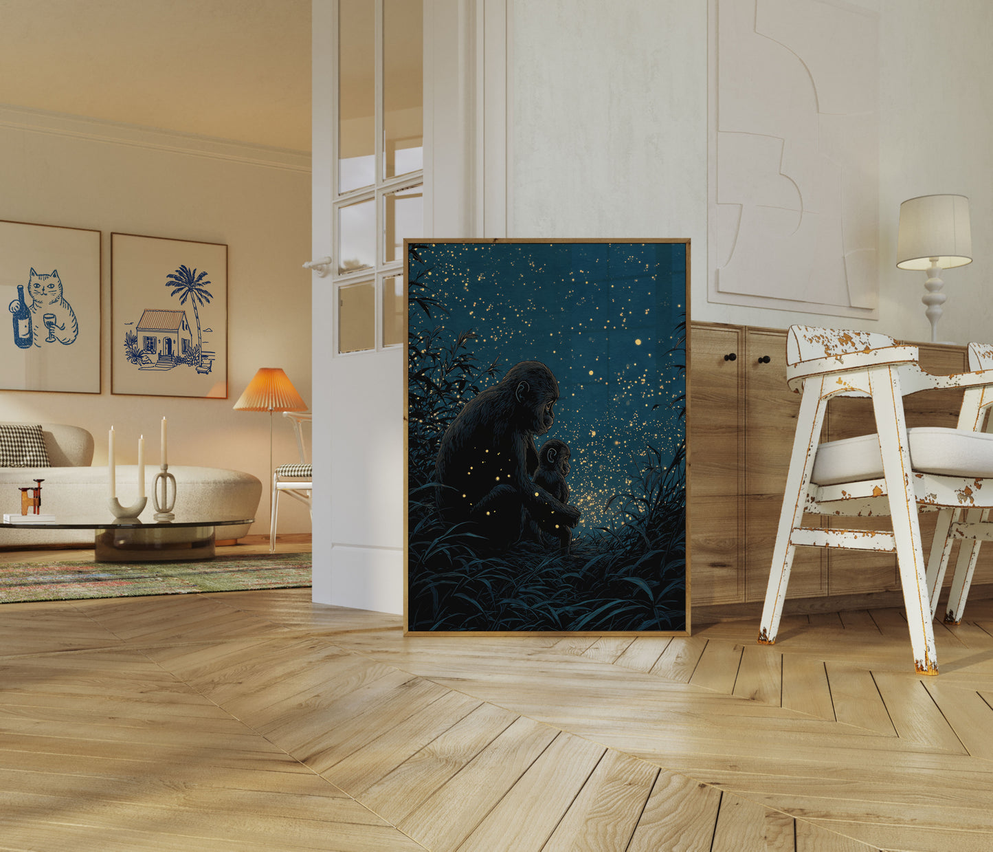 Mother and Child Under Stars Poster
