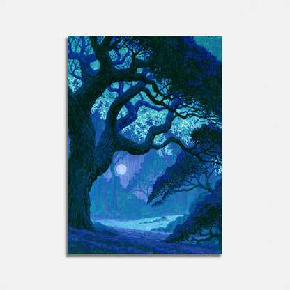Enchanted Forest Night Moon Poster