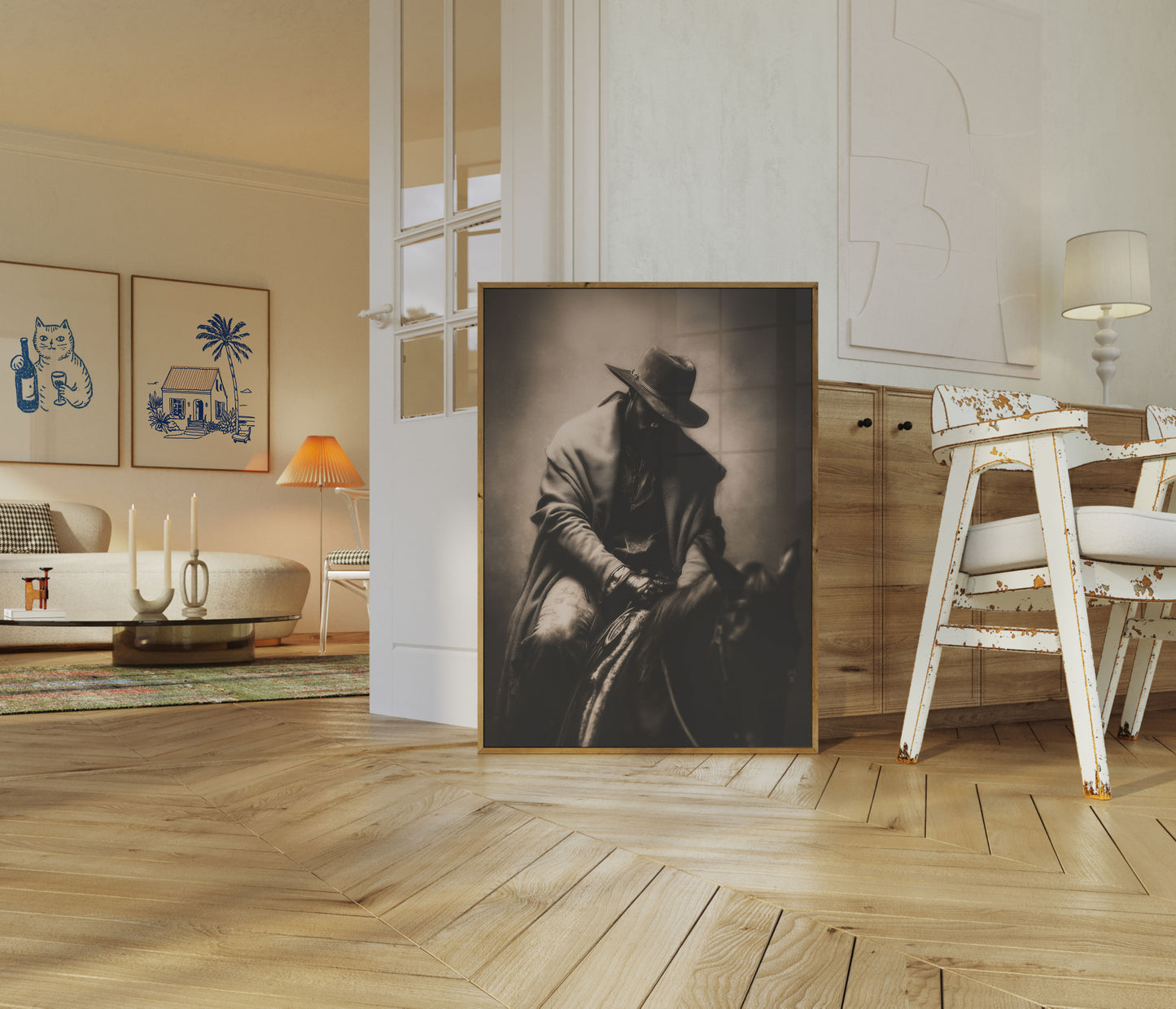 Lone Cowboy Riding Poster