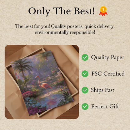 Tropical Flamingo Garden Poster