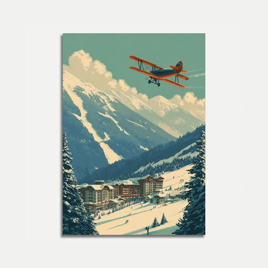 Vintage-Plakat eines Bergski-Resorts