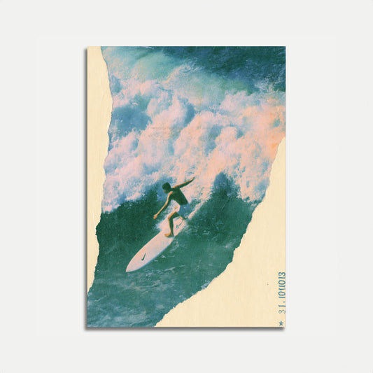 Poster d'un surfeur chevauchant les vagues de l'océan