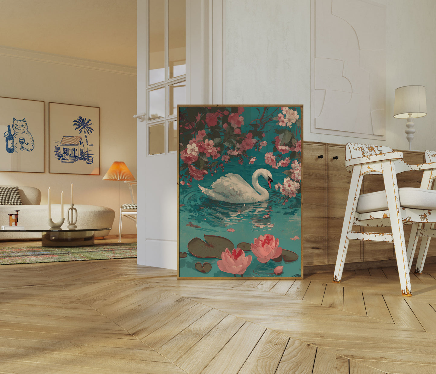 Elegant Swan Blossoms Poster