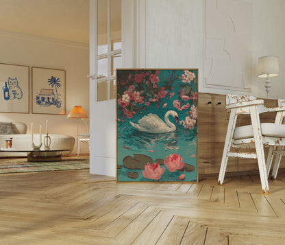 Elegant Swan Blossoms Poster