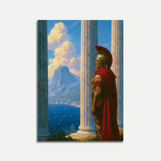 Roman Warrior Coastal Vista Poster