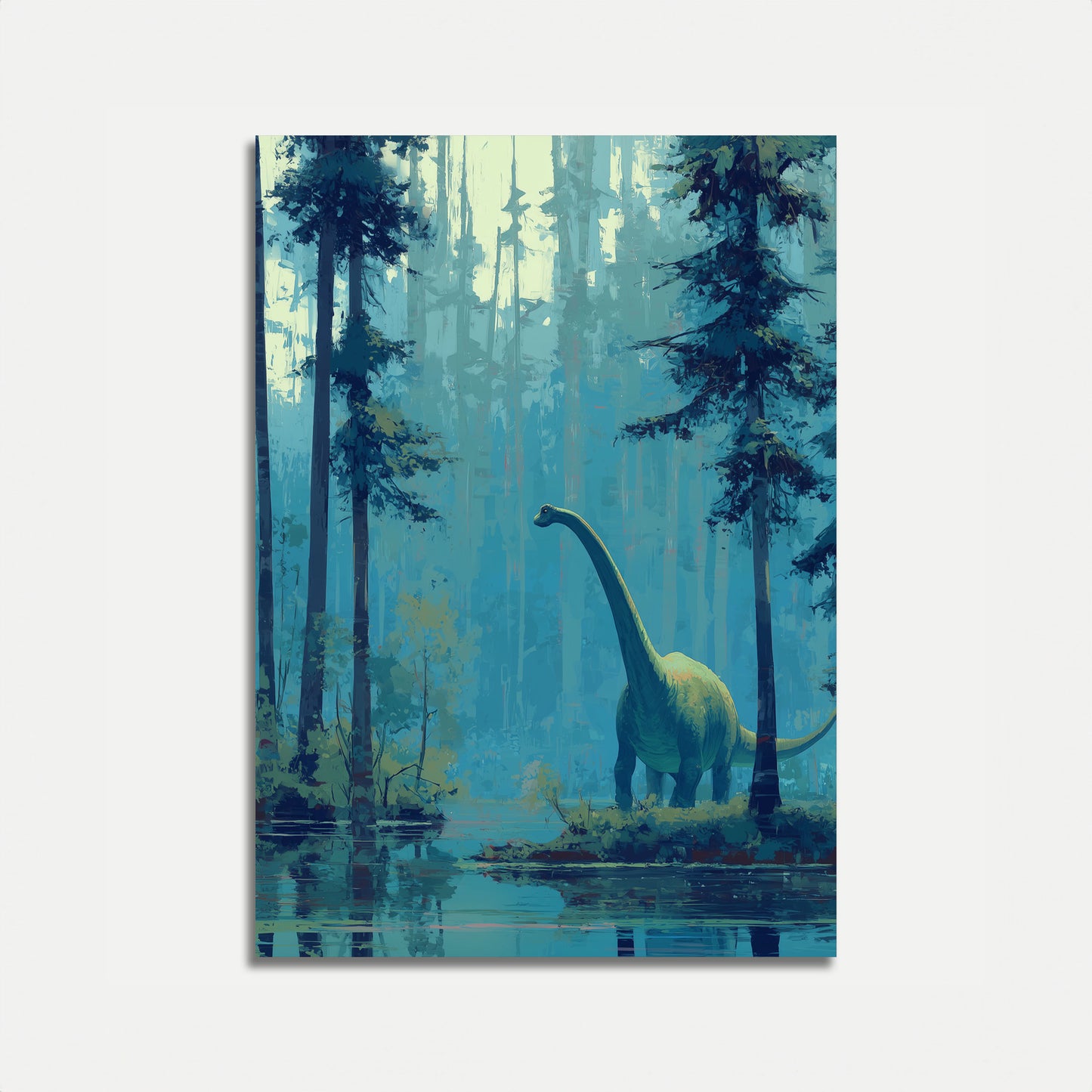 Misty Brontosaurus Forest Poster