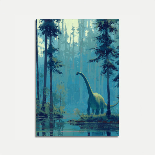 Misty Brontosaurus Forest Poster
