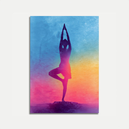 Yoga-Poster zum Sonnenaufgang mit Balance