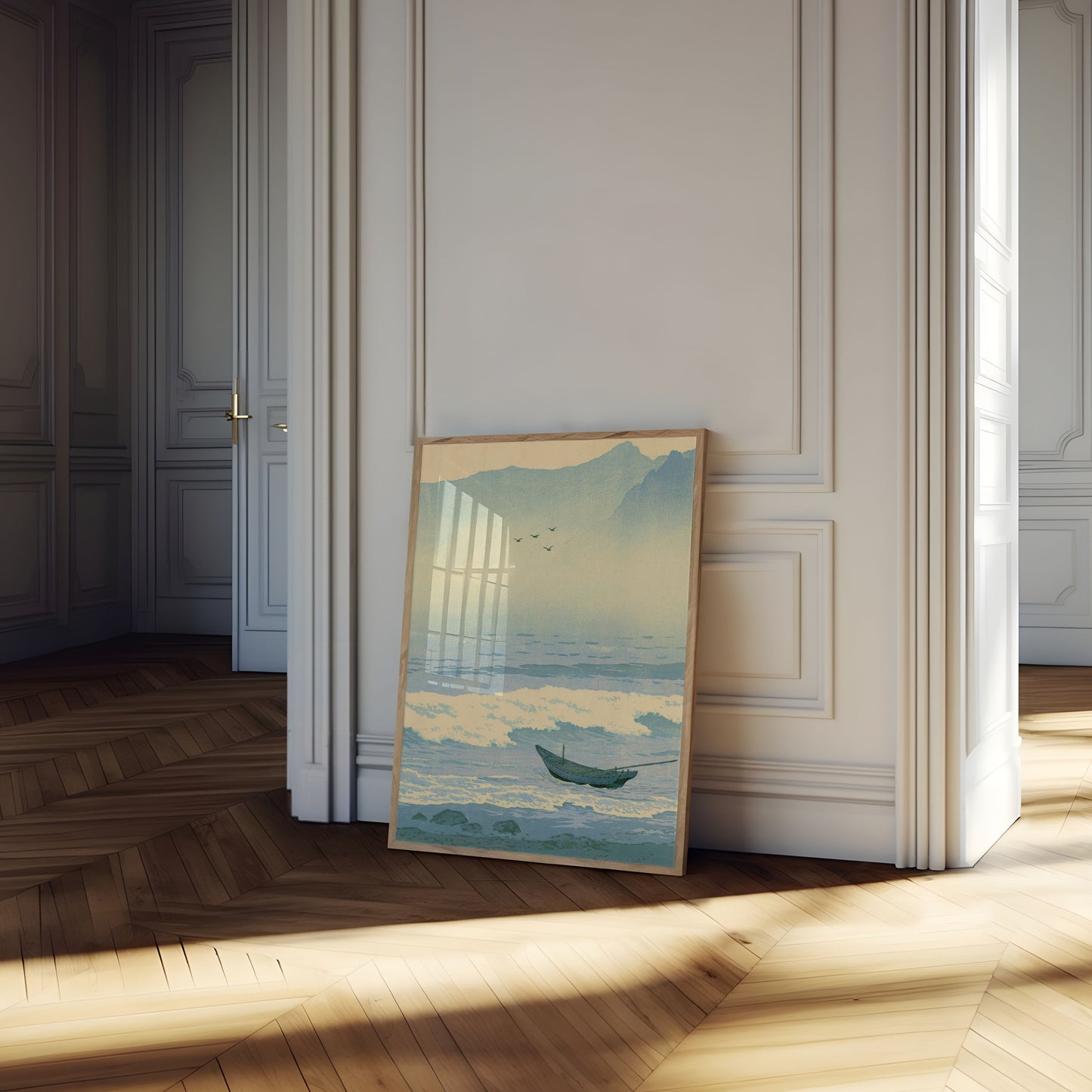 Rustig Boot Berg Landschap Poster