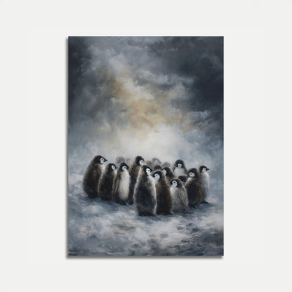 Cartel de Polluelos de Pingüino en la Nieve