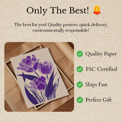 Fioletowe Tulipany Plakat Botaniczny