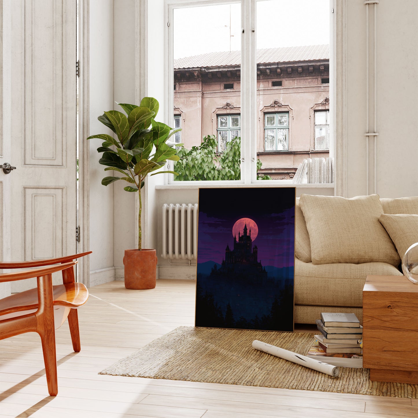 Gothic Castle Moonlight Poster