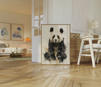 Watercolor Black and White Panda Poster