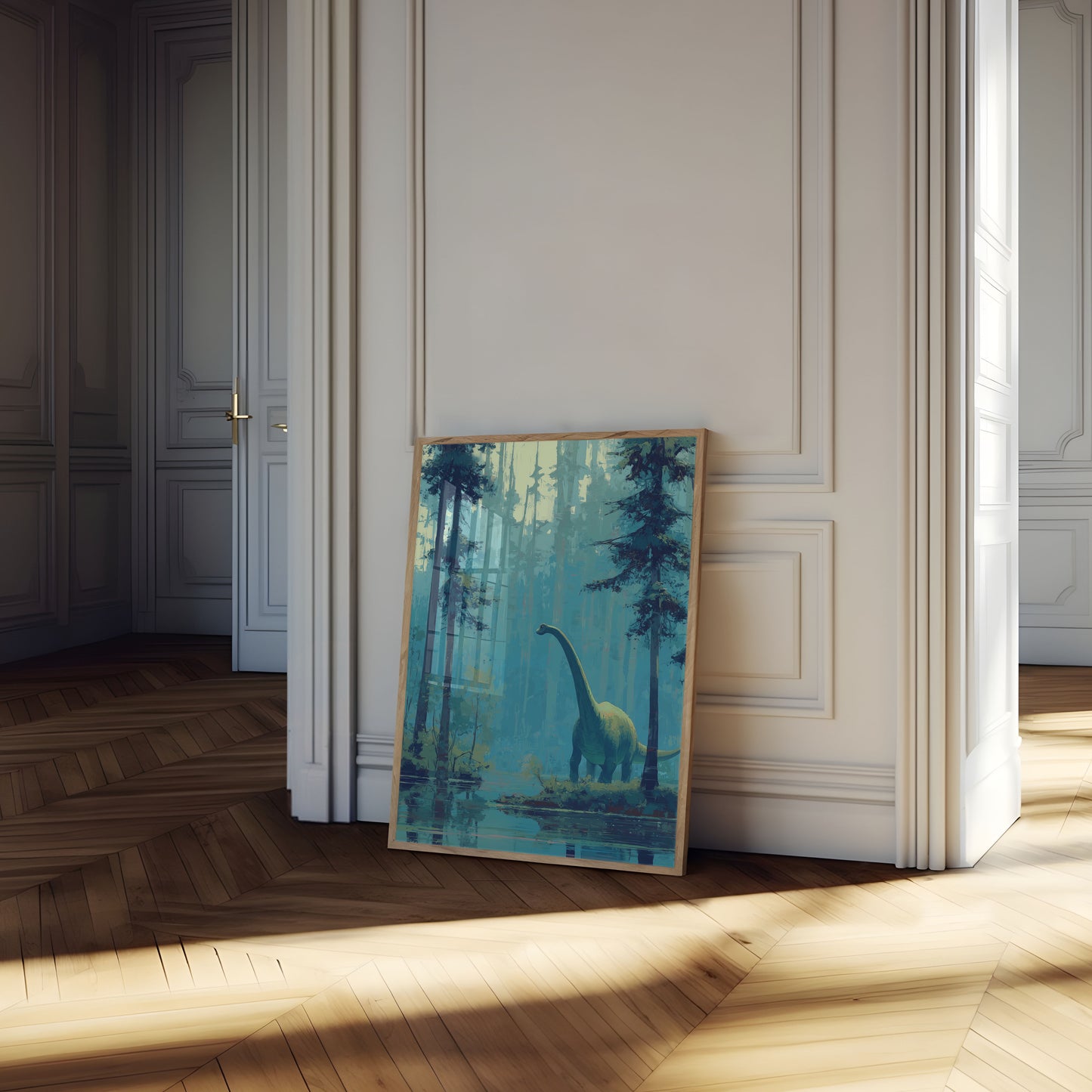 Misty Brontosaurus Forest Poster