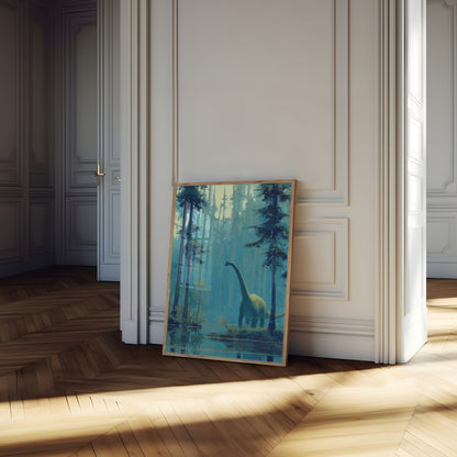 Misty Brontosaurus Forest Poster