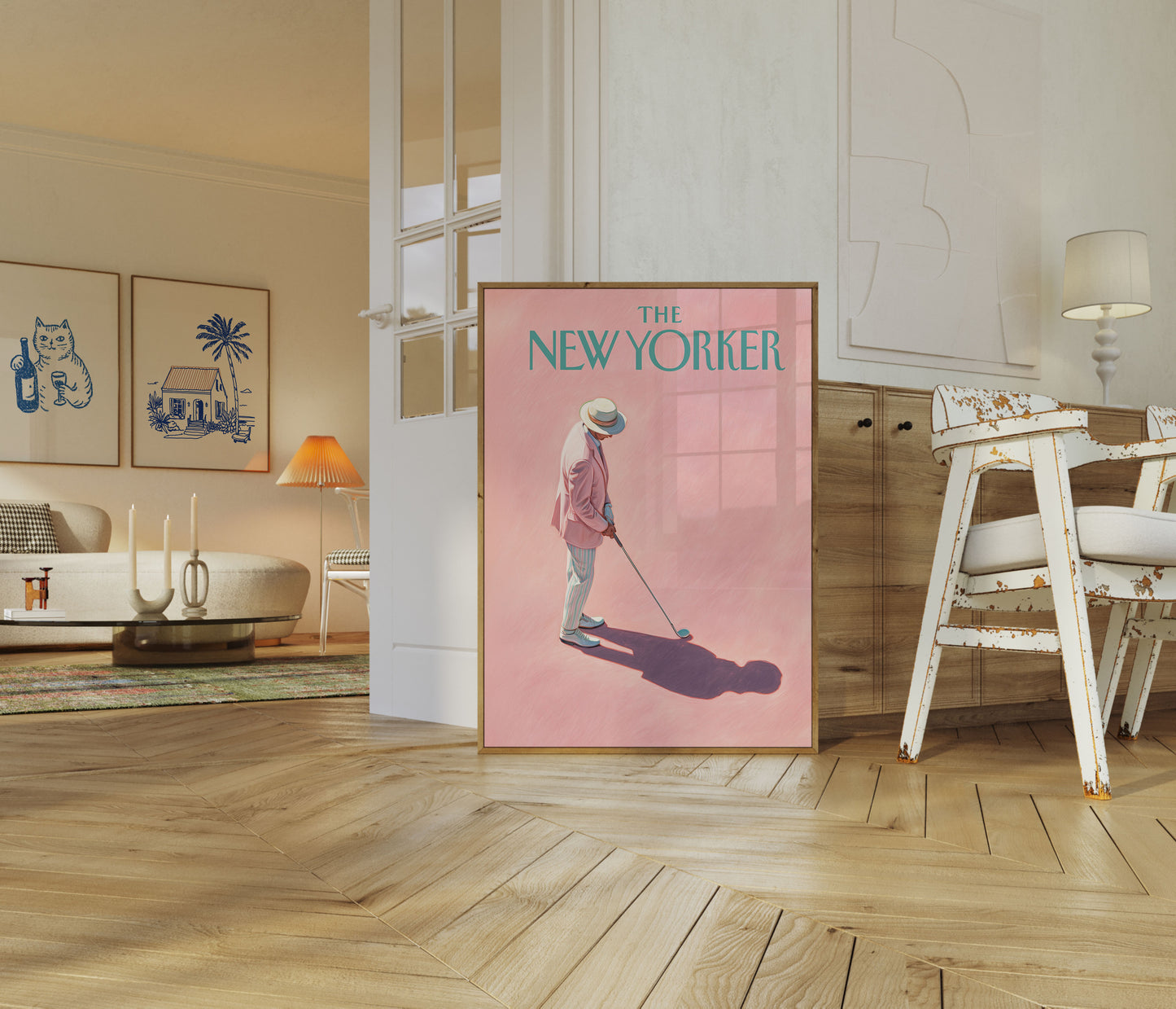 Vintage Golfer New Yorker Poster