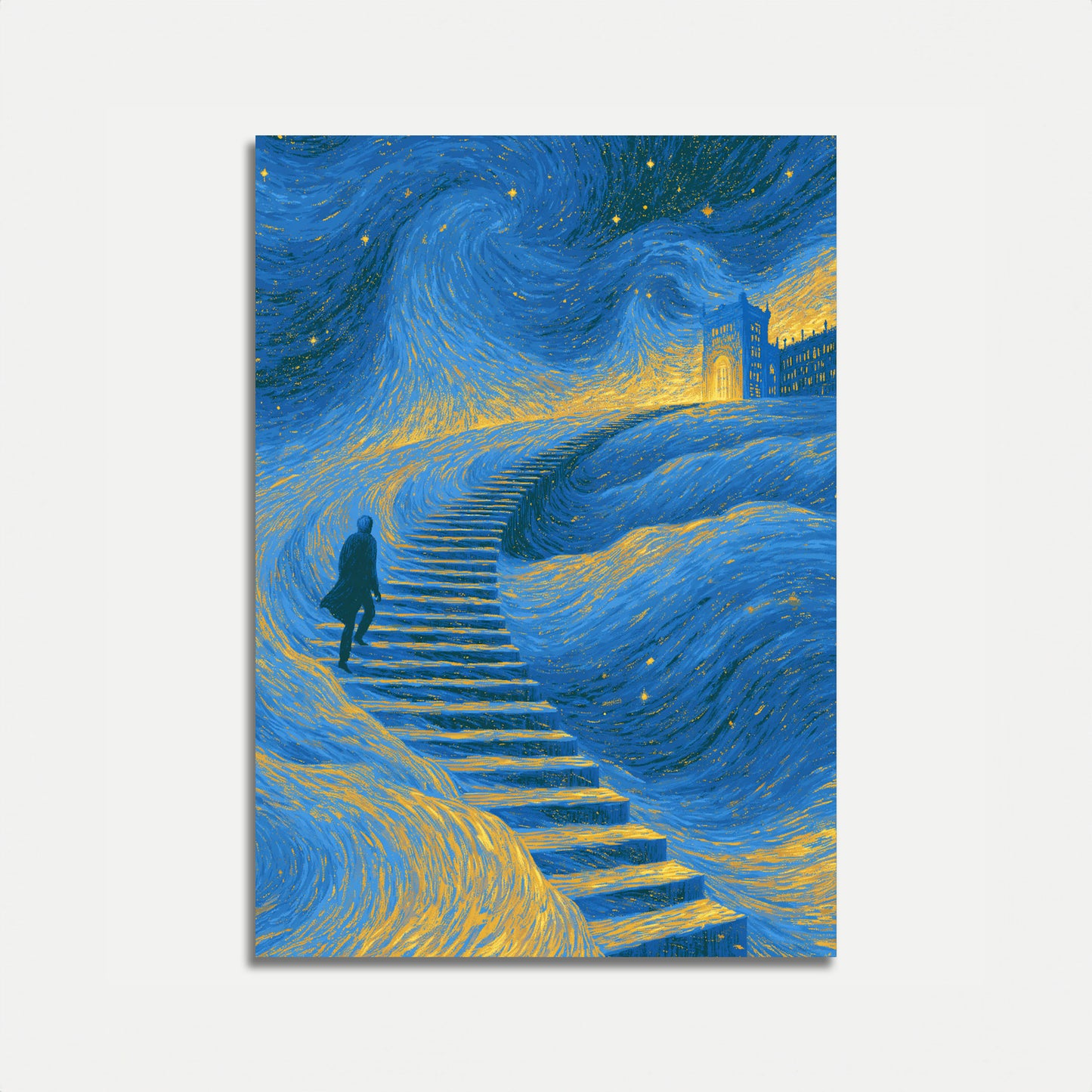 Sternennacht Kathedrale Treppenhaus Poster