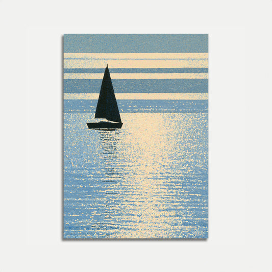 Sailboat Sailing Into Sunset Poster