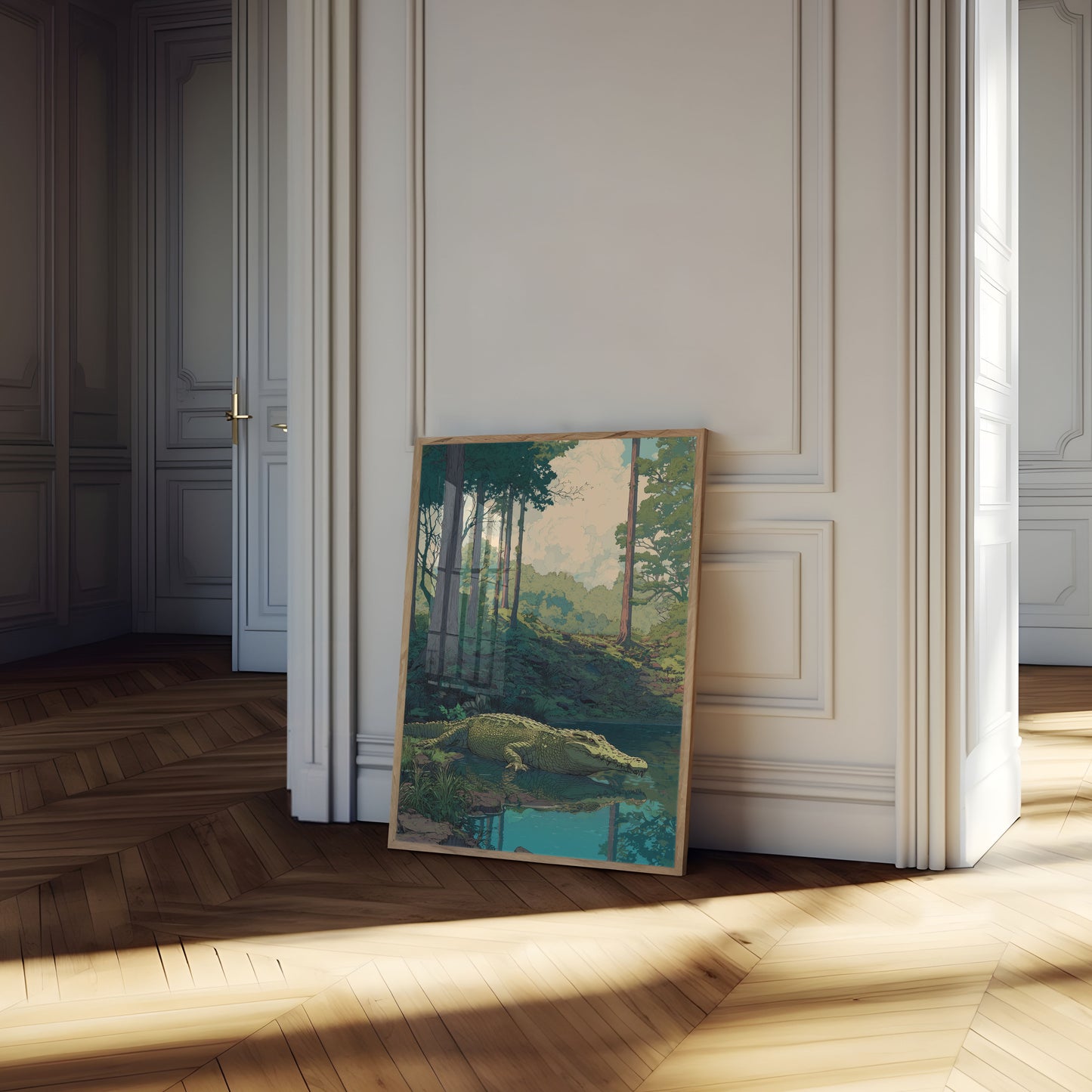 Póster del cocodrilo guardián del bosque