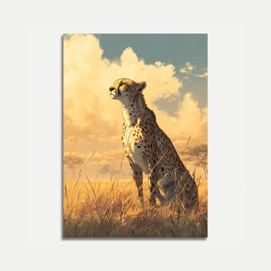 Póster del guepardo de la sabana dorada