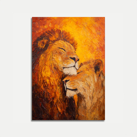 Póster de León Majestuoso y Su Cachorro