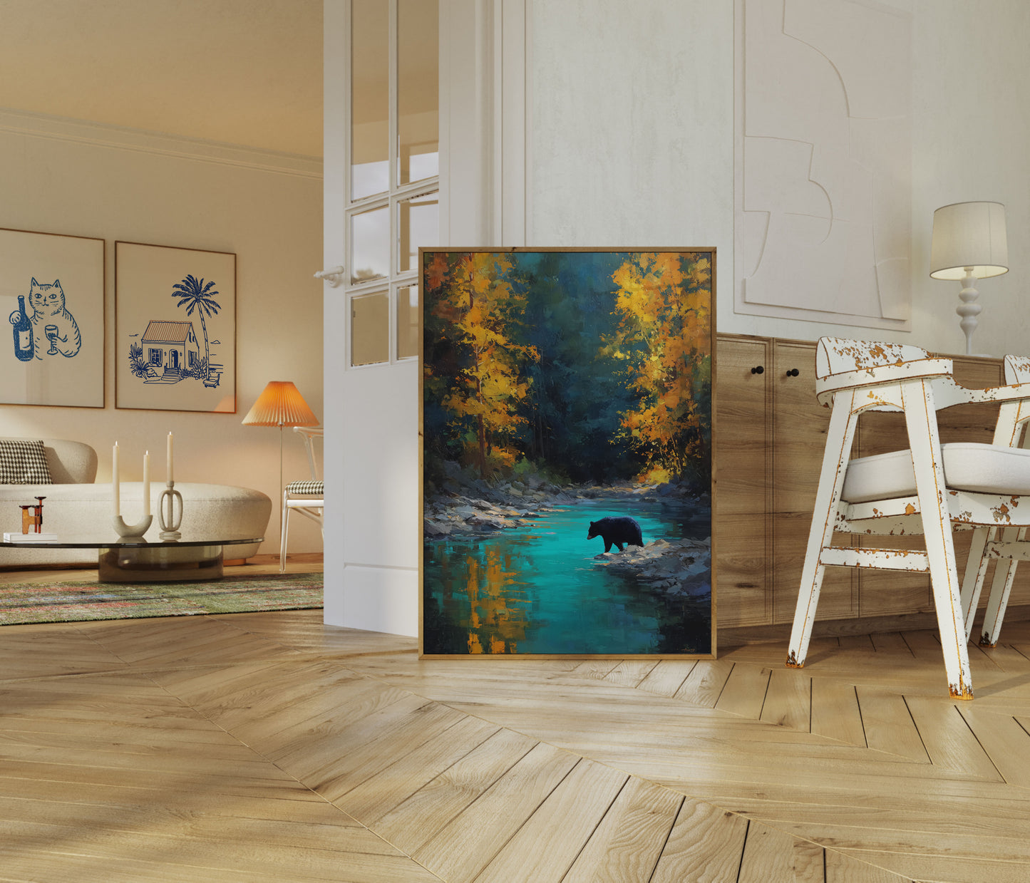 Oso junto al Arroyo Turquesa Póster