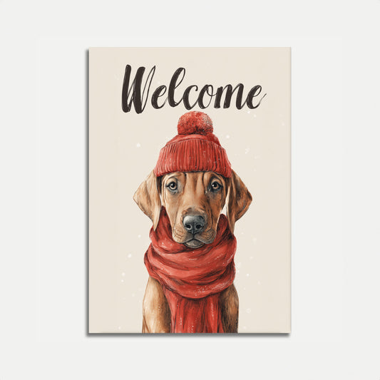 Gemütlicher Winter-Hunde-Willkommens-Poster