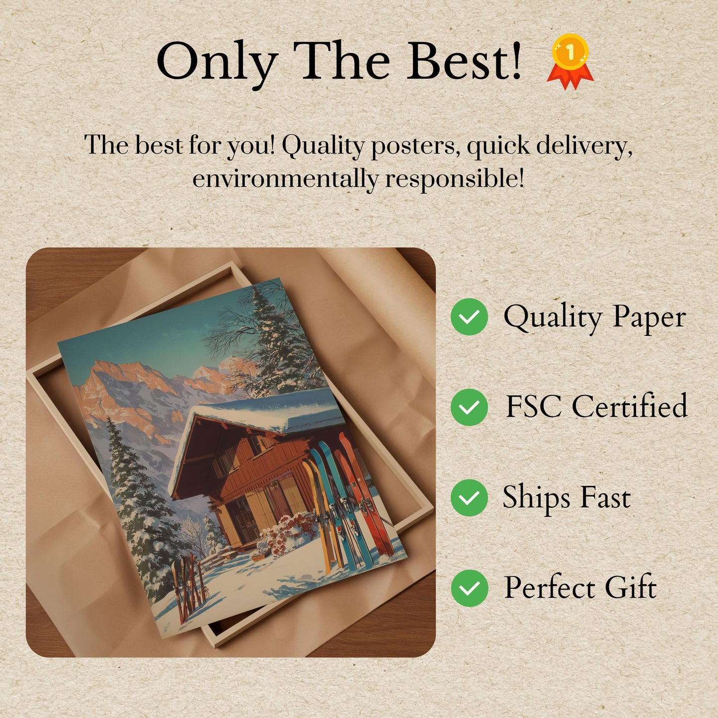 Alpine Ski Cabin Landscape Poster