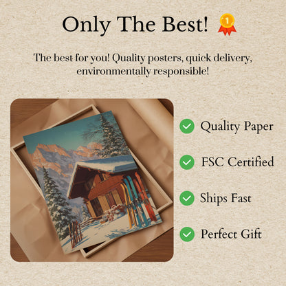 Alpine Ski Cabin Landscape Poster