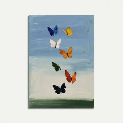 Póster del viaje de colores de la mariposa