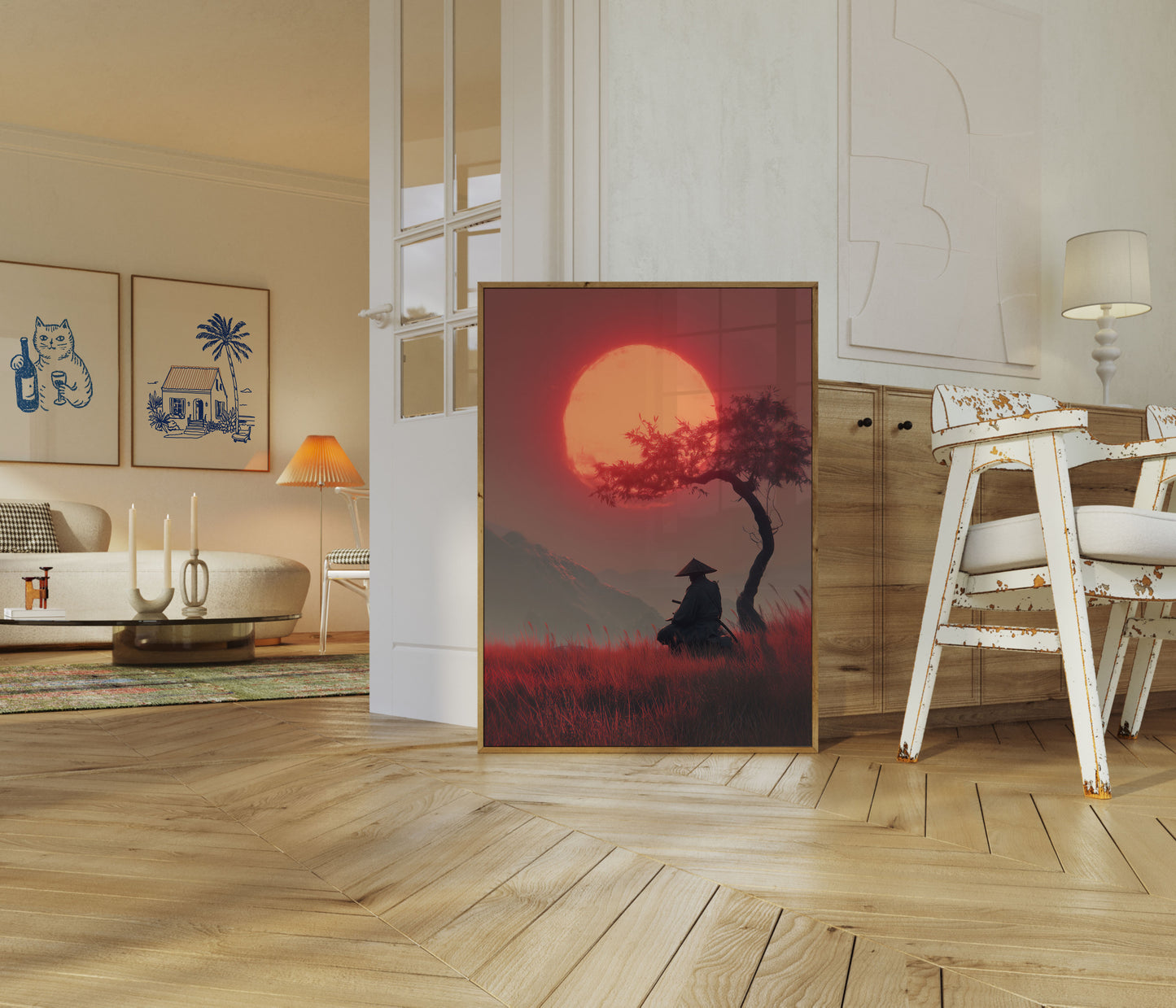 Samurai Krieger Solnedgang Plakat