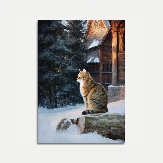 Tabby Cat in Winter Castle Poster