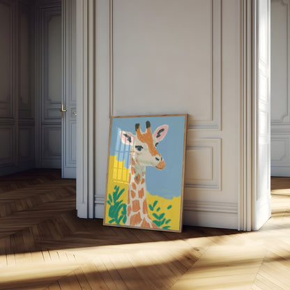 Póster de safari de jirafas sonrientes