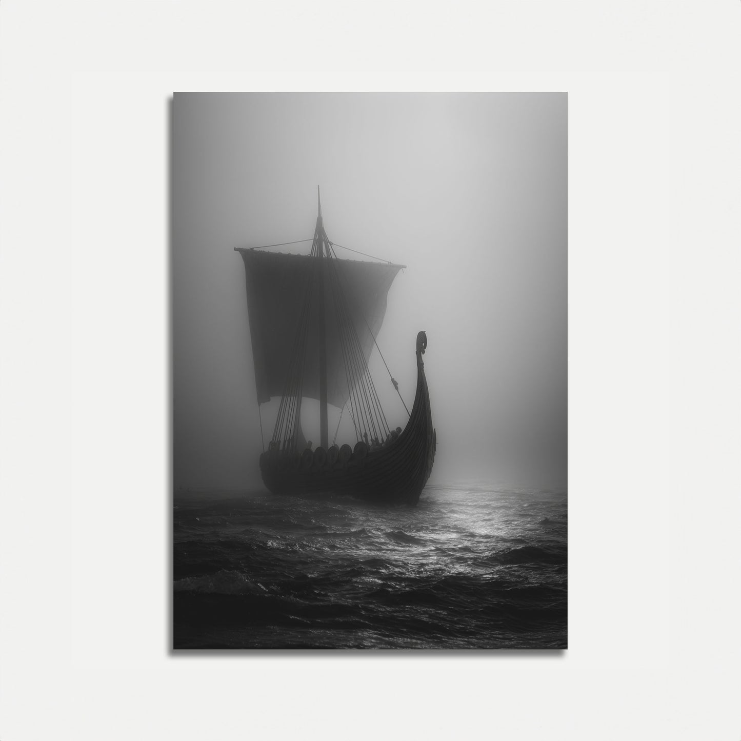 Misty Viking Ship Poster