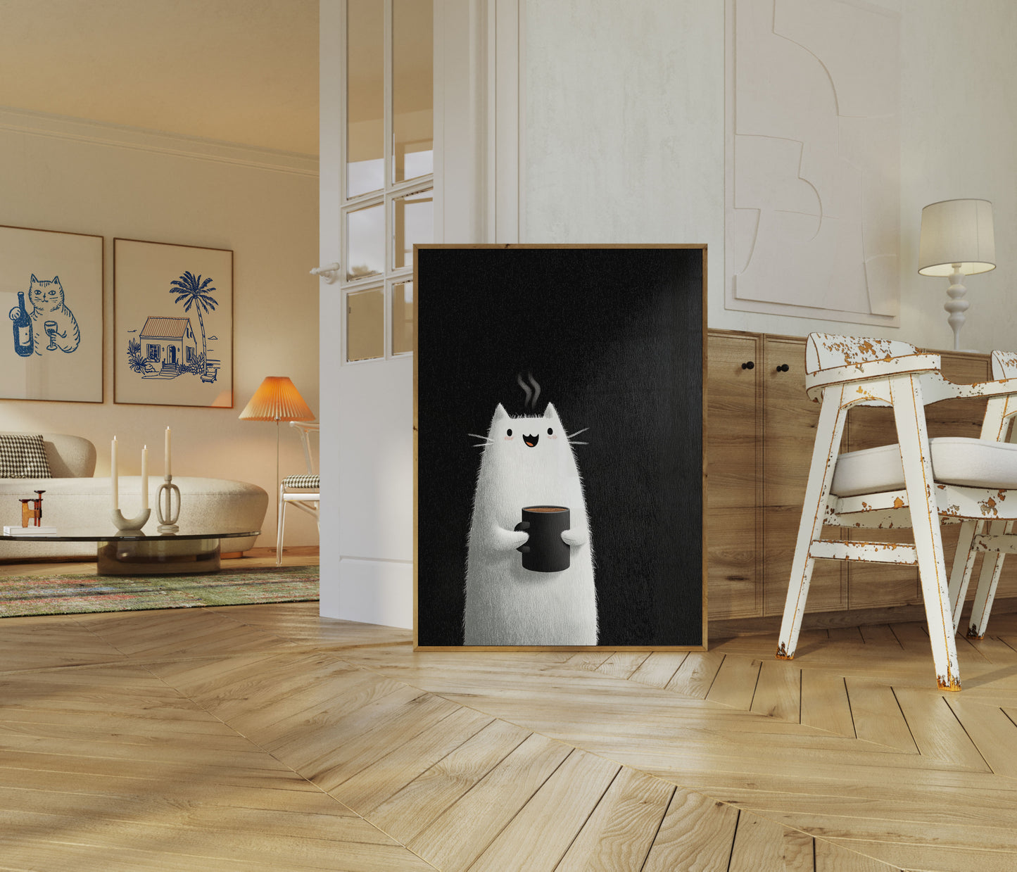 Happy Cat Coffee Morning Poster